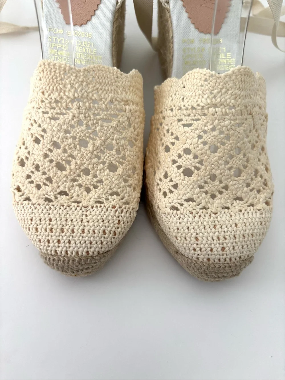 J.Crew Crochet Lace-Up Espadrille Wedges NWT Ivory Cottagecore Size 8